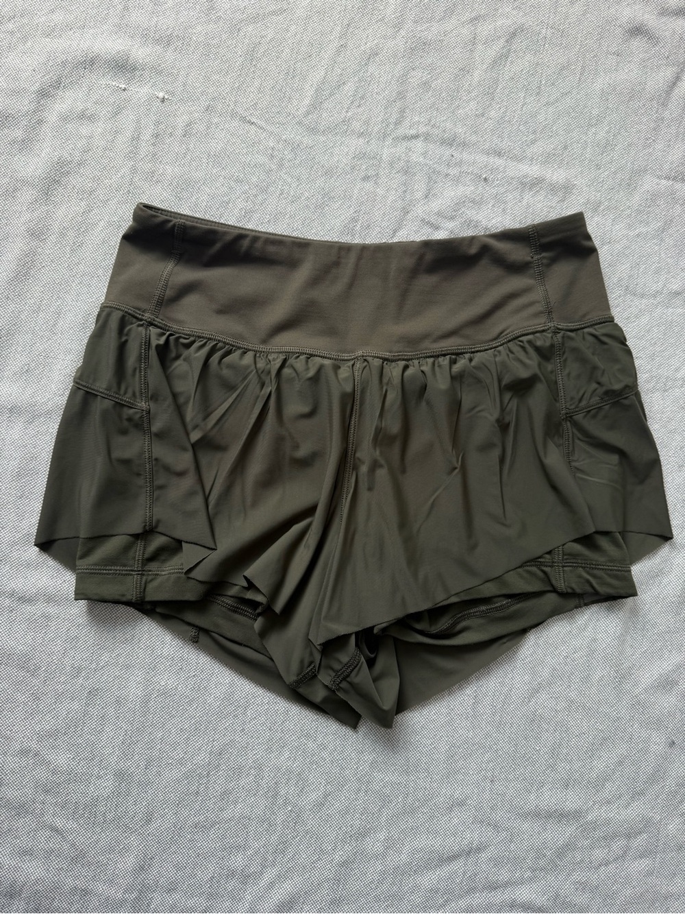 lululemon athletica Olive Green Layered Athletic Skort Shorts